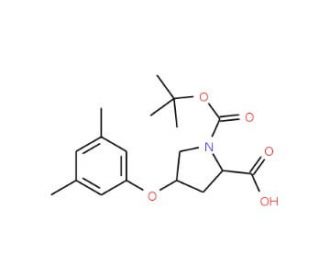 (2S,4S)-1-(tert-Butoxycarbonyl)-4-(3,5-dimethyl-phenoxy)-2-pyrrolidinecarboxylic acid - chemical structure image