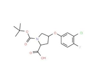 (2S,4S)-1-(tert-Butoxycarbonyl)-4-(3-chloro-4-fluorophenoxy)-2-pyrrolidinecarboxylic acid - chemical structure image
