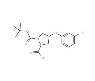 (2S,4S)-1-(tert-Butoxycarbonyl)-4-(3-chloro-phenoxy)-2-pyrrolidinecarboxylic acid - chemical structure image