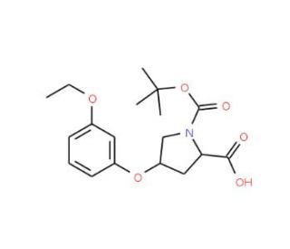 (2S,4S)-1-(tert-Butoxycarbonyl)-4-(3-ethoxy-phenoxy)-2-pyrrolidinecarboxylic acid - chemical structure image