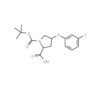 (2S,4S)-1-(tert-Butoxycarbonyl)-4-(3-iodophenoxy)-2-pyrrolidinecarboxylic acid - chemical structure image