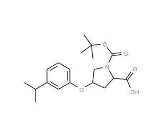 (2S,4S)-1-(tert-Butoxycarbonyl)-4-(3-isopropyl-phenoxy)-2-pyrrolidinecarboxylic acid - chemical structure image