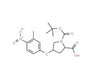 (2S,4S)-1-(tert-Butoxycarbonyl)-4-(3-methyl-4-nitrophenoxy)-2-pyrrolidinecarboxylic acid - chemical structure image