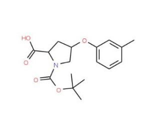 (2S,4S)-1-(tert-Butoxycarbonyl)-4-(3-methyl-phenoxy)-2-pyrrolidinecarboxylic acid - chemical structure image