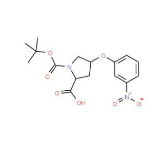 (2S,4S)-1-(tert-Butoxycarbonyl)-4-(3-nitro-phenoxy)-2-pyrrolidinecarboxylic acid - chemical structure image