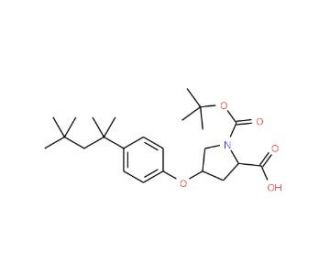 (2S,4S)-1-(tert-Butoxycarbonyl)-4-[4-(1,1,3,3-tetramethylbutyl)phenoxy]-2-pyrrolidinecarboxylic acid - chemical structure ima