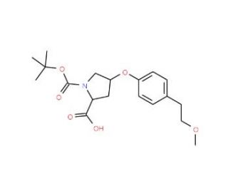 (2S,4S)-1-(tert-Butoxycarbonyl)-4-[4-(2-methoxy-ethyl)phenoxy]-2-pyrrolidinecarboxylic acid - chemical structure image