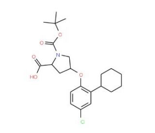(2S,4S)-1-(tert-Butoxycarbonyl)-4-(4-chloro-2-cyclohexylphenoxy)-2-pyrrolidinecarboxylic acid - chemical structure image