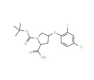 (2S,4S)-1-(tert-Butoxycarbonyl)-4-(4-chloro-2-fluorophenoxy)-2-pyrrolidinecarboxylic acid - chemical structure image