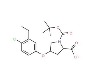 (2S,4S)-1-(tert-Butoxycarbonyl)-4-(4-chloro-3-ethylphenoxy)-2-pyrrolidinecarboxylic acid - chemical structure image