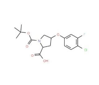 (2S,4S)-1-(tert-Butoxycarbonyl)-4-(4-chloro-3-fluorophenoxy)-2-pyrrolidinecarboxylic acid - chemical structure image