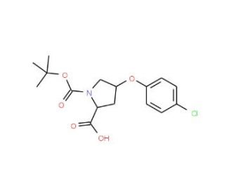 (2S,4S)-1-(tert-Butoxycarbonyl)-4-(4-chloro-phenoxy)-2-pyrrolidinecarboxylic acid - chemical structure image