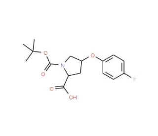 (2S,4S)-1-(tert-Butoxycarbonyl)-4-(4-fluoro-phenoxy)-2-pyrrolidinecarboxylic acid - chemical structure image