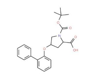 (2S,4S)-4-([1,1&prime;-Biphenyl]-2-yloxy)-1-(tert-butoxy-carbonyl)-2-pyrrolidinecarboxylic acid - chemical structure image