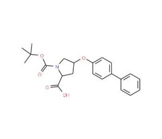 (2S,4S)-4-([1,1&prime;-Biphenyl]-4-yloxy)-1-(tert-butoxycarbonyl)-2-pyrrolidinecarboxylic acid - chemical structure image