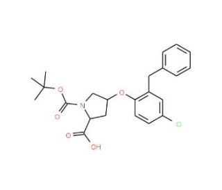 (2S,4S)-4-(2-Benzyl-4-chlorophenoxy)-1-(tert-butoxycarbonyl)-2-pyrrolidinecarboxylic acid - chemical structure image
