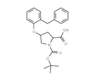 (2S,4S)-4-(2-Benzylphenoxy)-1-(tert-butoxy-carbonyl)-2-pyrrolidinecarboxylic acid - chemical structure image