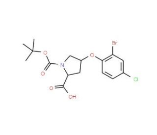 (2S,4S)-4-(2-Bromo-4-chlorophenoxy)-1-(tert-butoxycarbonyl)-2-pyrrolidinecarboxylic acid - chemical structure image