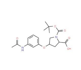 (2S,4S)-4-[3-(Acetylamino)phenoxy]-1-(tert-butoxycarbonyl)-2-pyrrolidinecarboxylic acid - chemical structure image