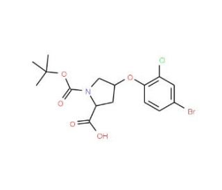 (2S,4S)-4-(4-Bromo-2-chlorophenoxy)-1-(tert-butoxycarbonyl)-2-pyrrolidinecarboxylic acid - chemical structure image