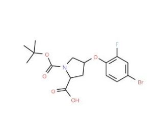 (2S,4S)-4-(4-Bromo-2-fluorophenoxy)-1-(tert-butoxycarbonyl)-2-pyrrolidinecarboxylic acid - chemical structure image