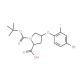 (2S,4S)-4-(4-Bromo-2-fluorophenoxy)-1-(tert-butoxycarbonyl)-2-pyrrolidinecarboxylic acid - chemical structure image