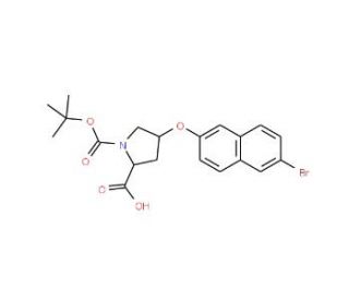 (2S,4S)-4-[(6-Bromo-2-naphthyl)oxy]-1-(tert-butoxycarbonyl)-2-pyrrolidinecarboxylic acid - chemical structure image