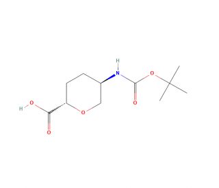(2S,5R)-5-[(tert-Butoxycarbonyl)amino]tetrahydro-2H-pyran-2-carboxylic Acid (CAS 603130-13-8) - chemical structure image