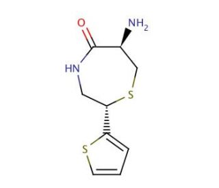 (2S,6R)-6-Amino-5-oxo-2-(2-thienyl)perhydro-1,4-thiazepine (CAS 110221-26-6) - chemical structure image