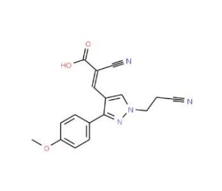 (2Z)-2-cyano-3-[1-(2-cyanoethyl)-3-(4-methoxyphenyl)-1H-pyrazol-4-yl]acrylic acid - chemical structure image
