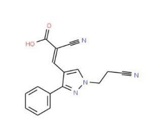 (2Z)-2-cyano-3-[1-(2-cyanoethyl)-3-phenyl-1H-pyrazol-4-yl]acrylic acid - chemical structure image