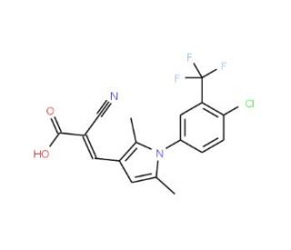(2Z)-3-{1-[4-chloro-3-(trifluoromethyl)phenyl]-2,5-dimethyl-1H-pyrrol-3-yl}-2-cyanoacrylic acid - chemical structure image