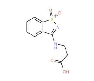 3-[(1,1-dioxido-1,2-benzisothiazol-3-yl)amino]propanoic acid - chemical structure image