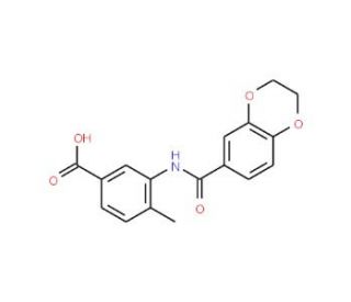 3-[(2,3-dihydro-1,4-benzodioxin-6-ylcarbonyl)amino]-4-methylbenzoic acid - chemical structure image