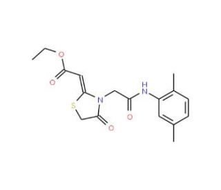 {3-[(2,5-Dimethyl-phenylcarbamoyl)-methyl]-4-oxo-thiazolidin-2-ylidene}-acetic acid ethyl ester - chemical structure image