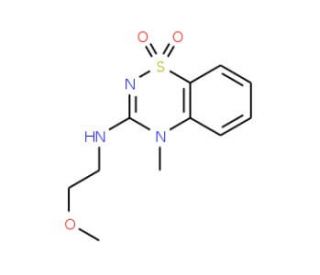 3-[(2-Methoxyethyl)amino]-4-methyl-4H-1,2,4-benzothiadiazin-1,1-dioxide - chemical structure image