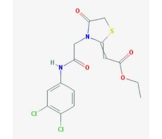 {3-[(3,4-Dichloro-phenylcarbamoyl)-methyl]-4-oxo-thiazolidin-2-ylidene}-acetic acid ethyl ester (CAS 729574-24-7) - chemical
