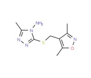 3-{[(3,5-Dimethylisoxazol-4-yl)methyl]thio}-5-methyl-4H-1,2,4-triazol-4-amine - chemical structure image