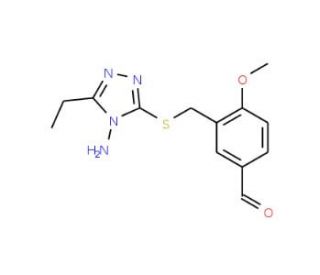 3-{[(4-Amino-5-ethyl-4H-1,2,4-triazol-3-yl)thio]-methyl}-4-methoxybenzaldehyde - chemical structure image