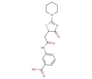 3-{[(4-oxo-2-piperidin-1-yl-4,5-dihydro-1,3-thiazol-5-yl)acetyl]amino}benzoic acid - chemical structure image