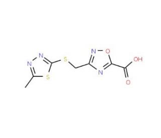 3-{[(5-Methyl-1,3,4-thiadiazol-2-yl)thio]methyl}-1,2,4-oxadiazole-5-carboxylic acid - chemical structure image