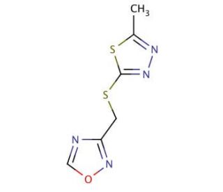 3-{[(5-Methyl-1,3,4-thiadiazol-2-yl)thio]methyl}-1,2,4-oxadiazole - chemical structure image