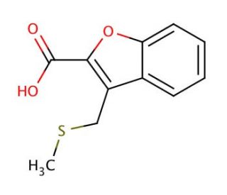 3-[(methylthio)methyl]-1-benzofuran-2-carboxylic acid - chemical structure image