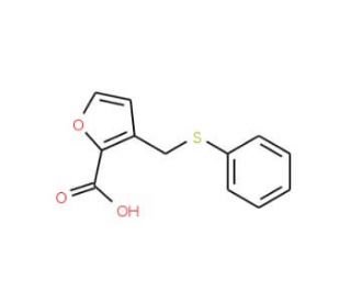 3-[(phenylthio)methyl]-2-furoic acid - chemical structure image