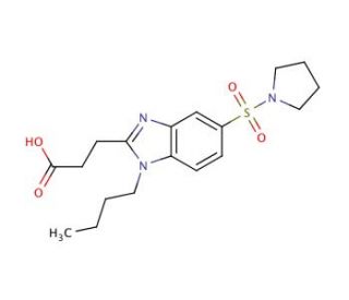 3-[1-Butyl-5-(pyrrolidine-1-sulfonyl)-1H-benzoimidazol-2-yl]-propionic acid - chemical structure image