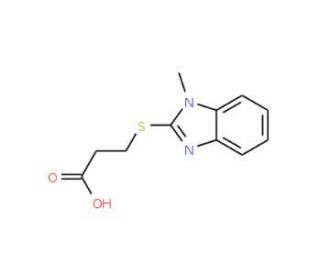 3-(1-Methyl-1H-benzoimidazol-2-ylsulfanyl)-propionic acid (CAS 342013-63-2) - chemical structure image