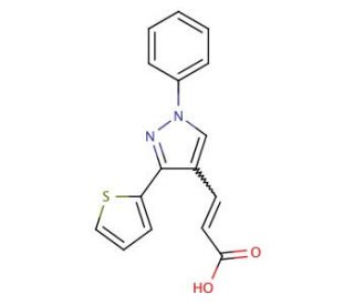 3-(1-Phenyl-3-thiophen-2-yl-1H-pyrazol-4-yl)-acrylic acid - chemical structure image
