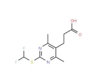 3-{2-[(difluoromethyl)thio]-4,6-dimethylpyrimidin-5-yl}propanoic acid - chemical structure image