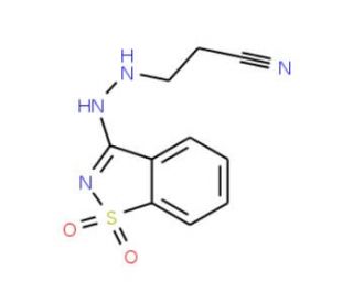 3-[2-(1,1-dioxido-1,2-benzisothiazol-3-yl)hydrazino]propanenitrile - chemical structure image