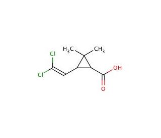 3-(2,2-dichlorovinyl)-2,2-dimethylcyclopropanecarboxylic acid (CAS 55701-05-8) - chemical structure image